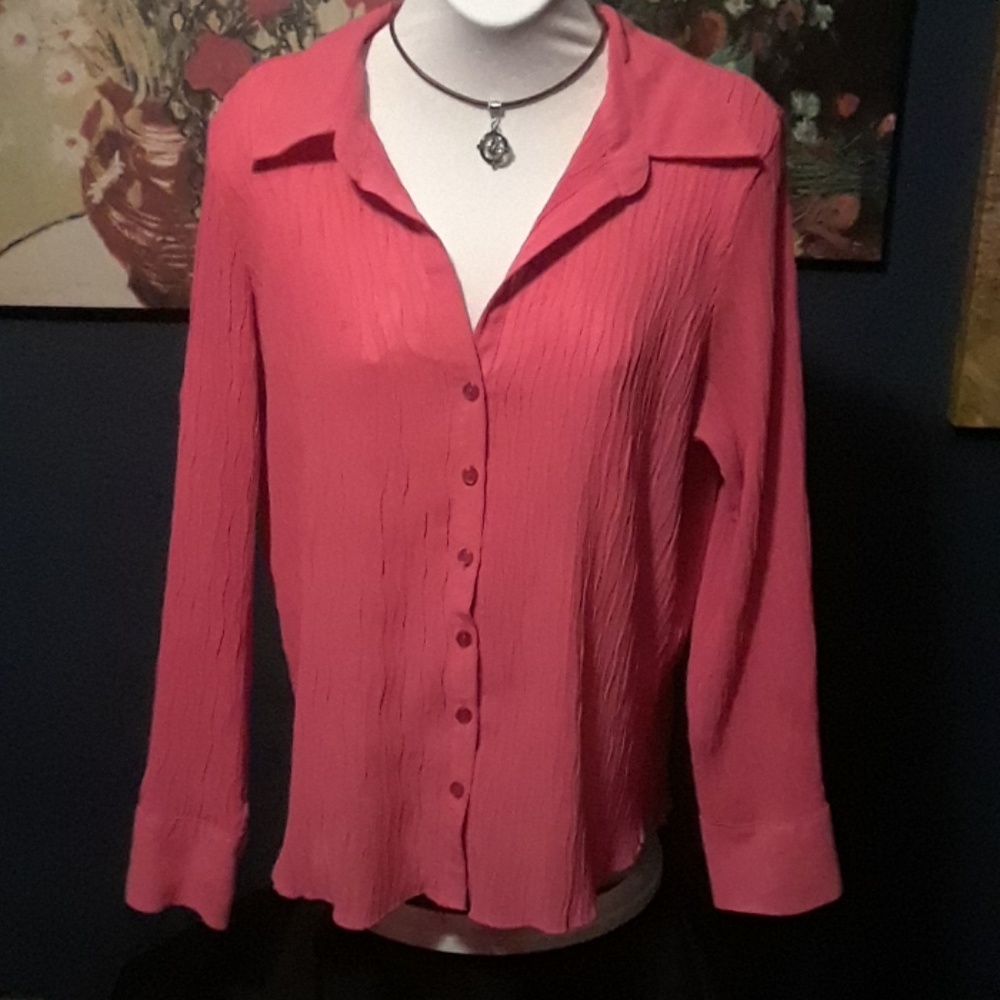 Blouse Cato size Large, Coral long sleeve